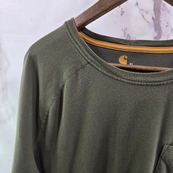 Carhartt T Shirt Mens XL Green Pocket Relaxed Fit Tee Short Raglan Force - Picture 2 of 11